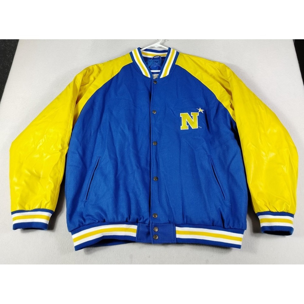 Vintage Steve & Barry's Jacket Mens‎ 2XL Blue Yellow Varsity Navy Letterman 90s